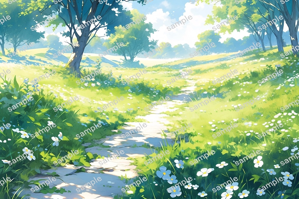 【背景素材】セット販売&単品販売「草原」全3種類【昼間・夜中・夕方】