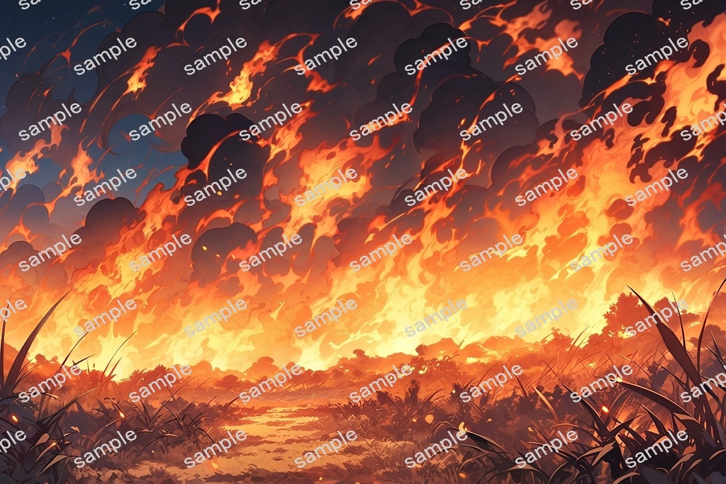 【背景素材】セット販売&単品販売「草原」全3種類【雨・嵐・火災】