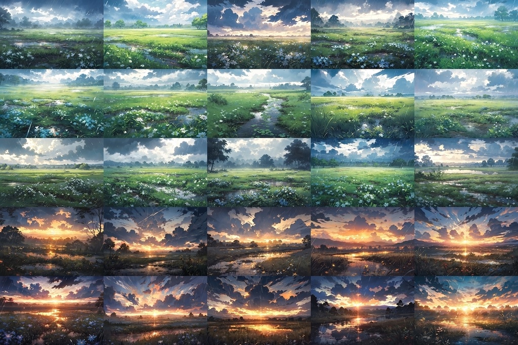 【背景素材】セット販売&単品販売「草原」全3種類【雨・嵐・火災】