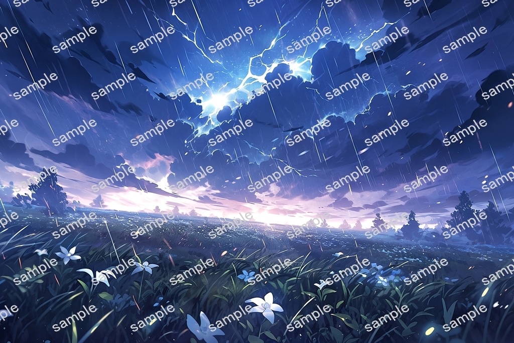 【背景素材】セット販売&単品販売「草原」全3種類【雨・嵐・火災】