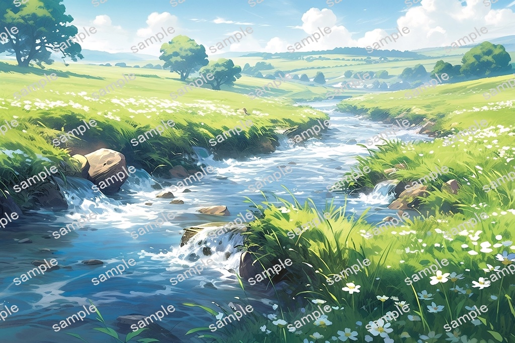 【背景素材】セット販売&単品販売「草原」全3種類【雪・川・岩場】