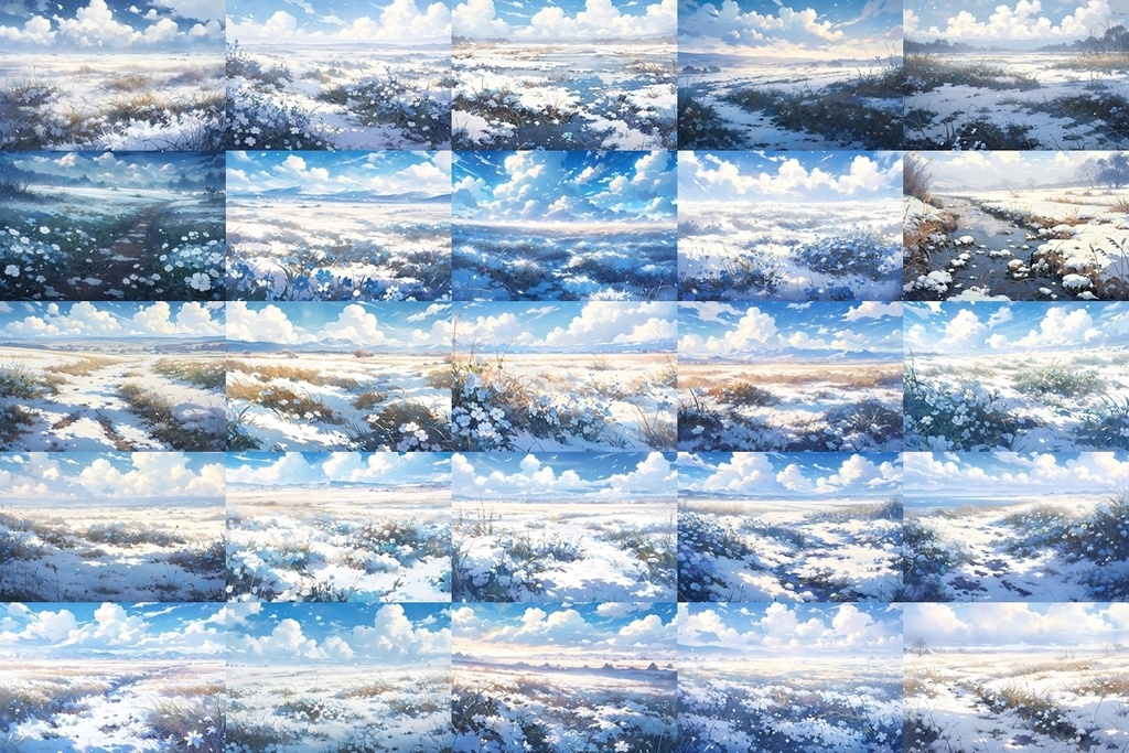 【背景素材】セット販売&単品販売「草原」全3種類【雪・川・岩場】