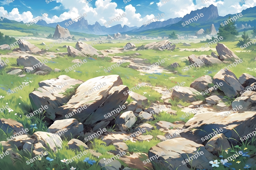 【背景素材】セット販売&単品販売「草原」全3種類【雪・川・岩場】