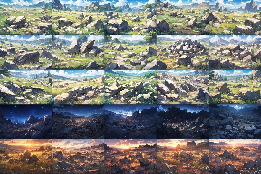 【背景素材】セット販売&単品販売「草原」全3種類【雪・川・岩場】