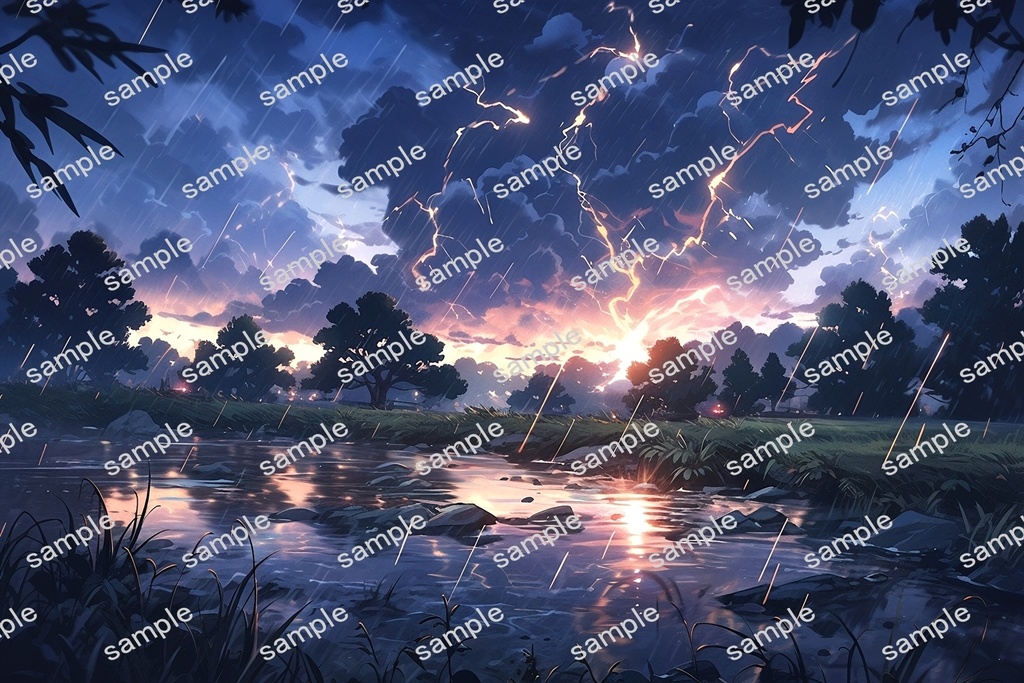 【背景素材】セット販売&単品販売「沼地」全3種類【雨・嵐・樹木】