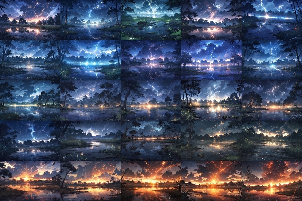 【背景素材】セット販売&単品販売「沼地」全3種類【雨・嵐・樹木】