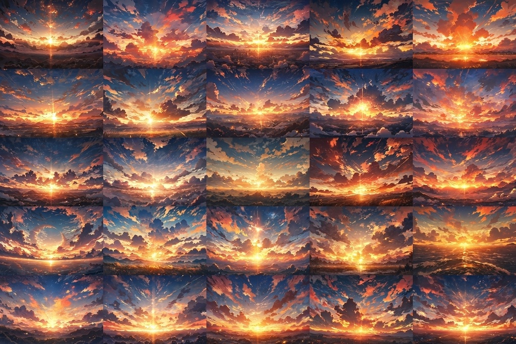 【背景素材】セット販売&単品販売「空模様」全3種類【昼間・夜中・夕方】