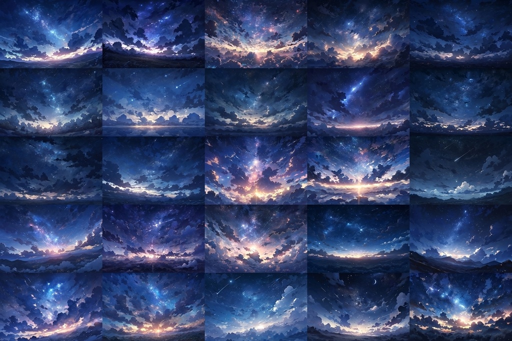 【背景素材】セット販売&単品販売「空模様」全3種類【昼間・夜中・夕方】