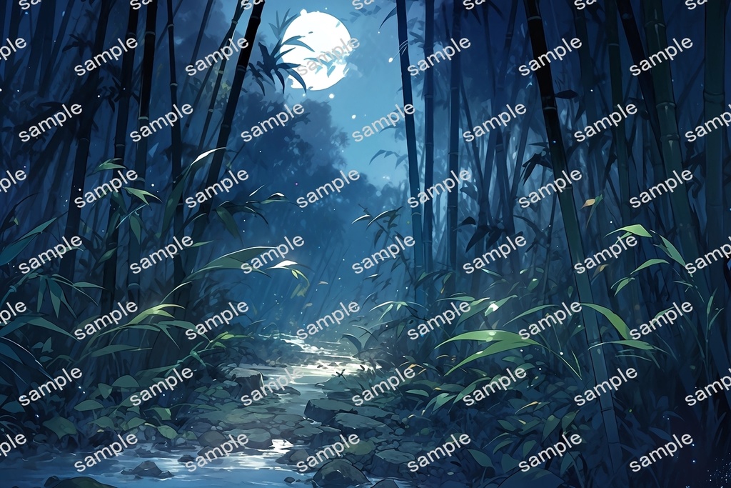 【背景素材】セット販売&単品販売「竹林」全3種類【昼間・夜中・夕方】