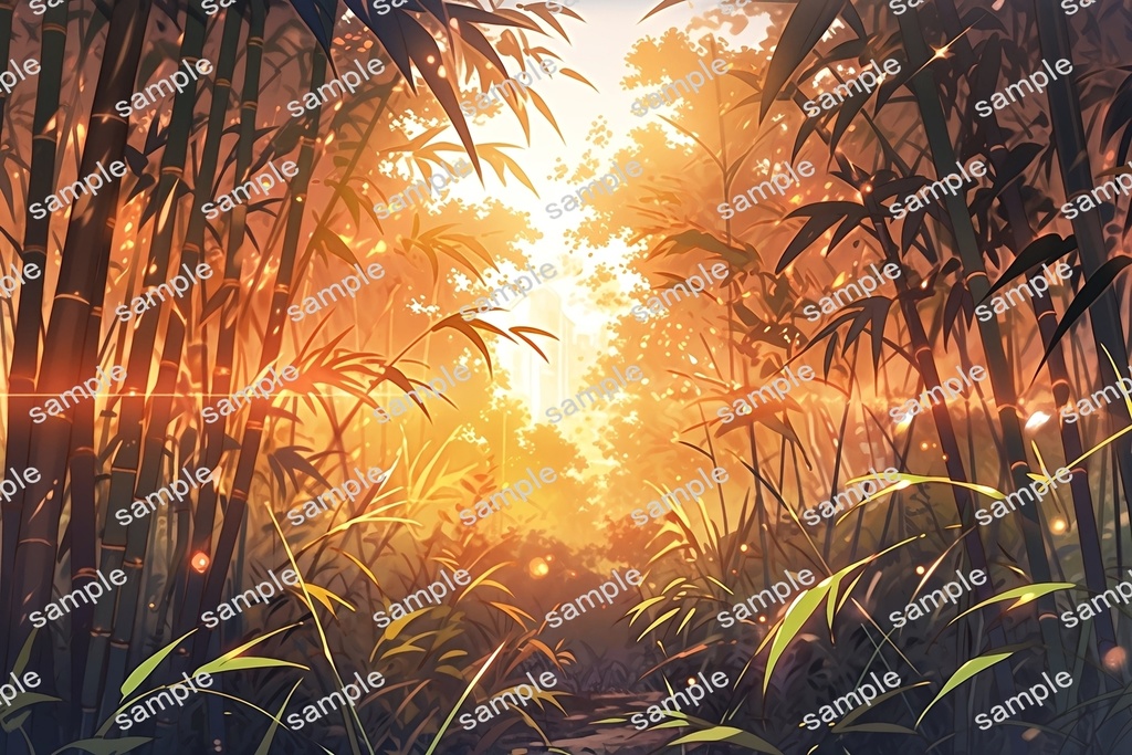 【背景素材】セット販売&単品販売「竹林」全3種類【昼間・夜中・夕方】