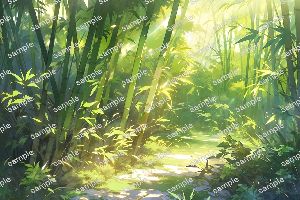 【背景素材】セット販売&単品販売「竹林」全3種類【昼間・夜中・夕方】
