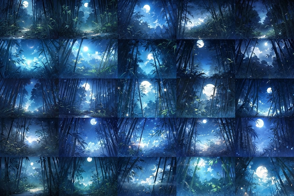 【背景素材】セット販売&単品販売「竹林」全3種類【昼間・夜中・夕方】
