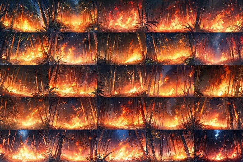 【背景素材】セット販売&単品販売「竹林」全3種類【雨・嵐・火災】