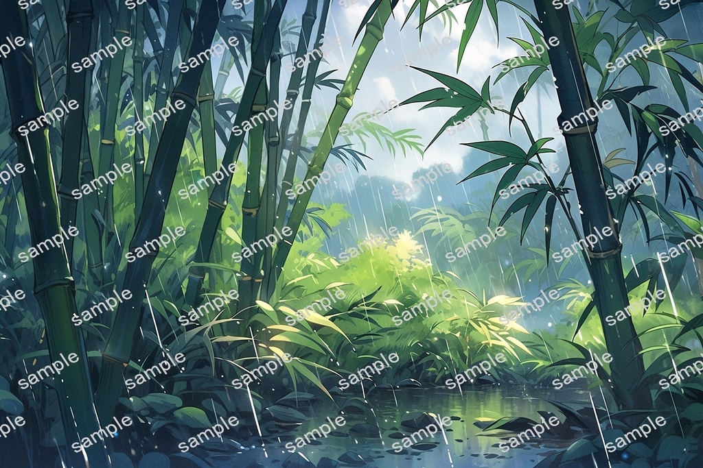 【背景素材】セット販売&単品販売「竹林」全3種類【雨・嵐・火災】