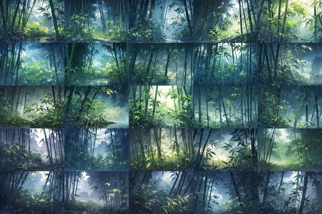 【背景素材】セット販売&単品販売「竹林」全3種類【雨・嵐・火災】