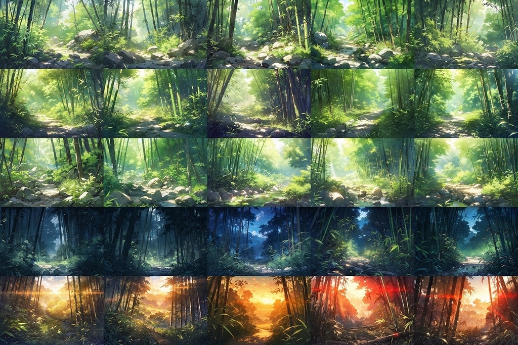 【背景素材】セット販売&単品販売「竹林」全3種類【雪・川・岩場】