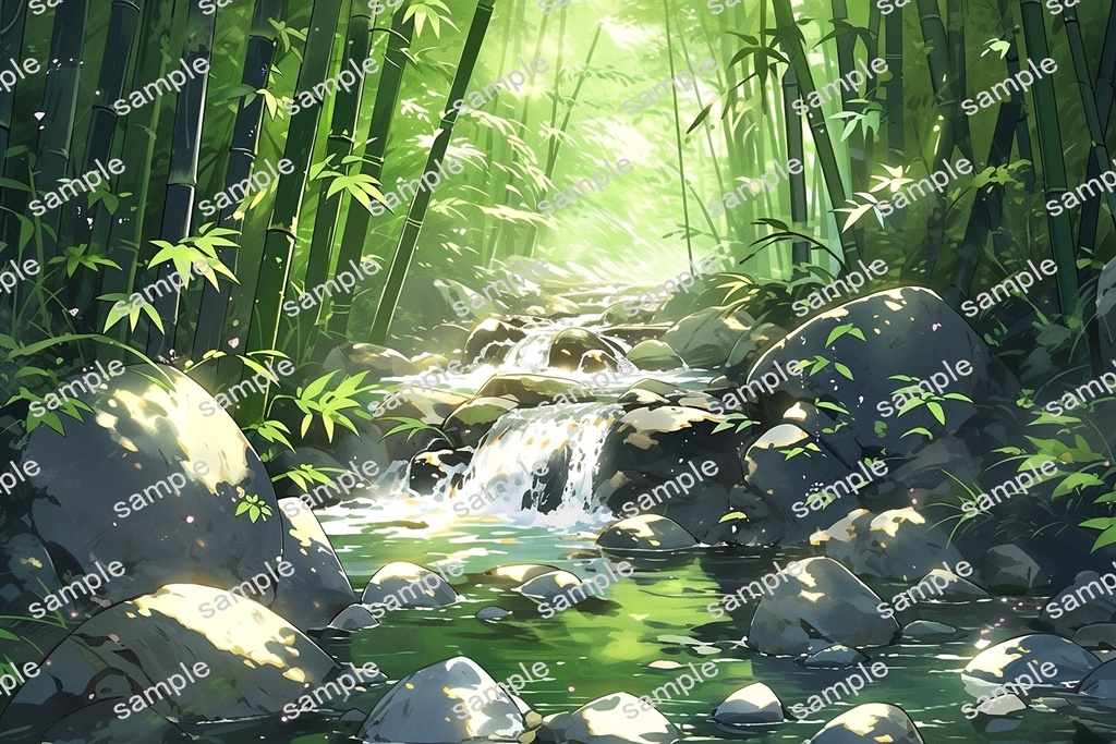 【背景素材】セット販売&単品販売「竹林」全3種類【雪・川・岩場】