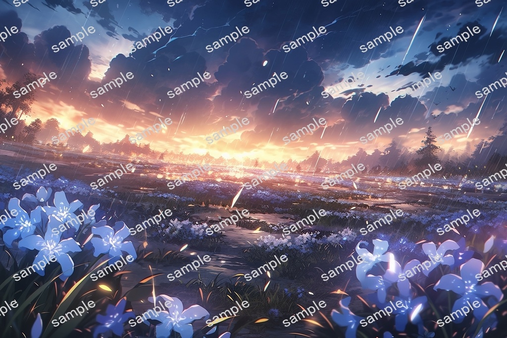 【背景素材】セット販売&単品販売「花畑」全3種類【雨・嵐・雪】