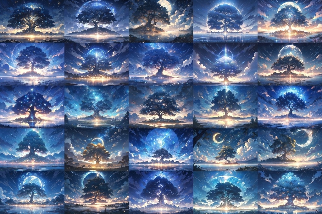 【背景素材】セット販売&単品販売「巨大樹」全3種類【昼間・夜中・夕方】