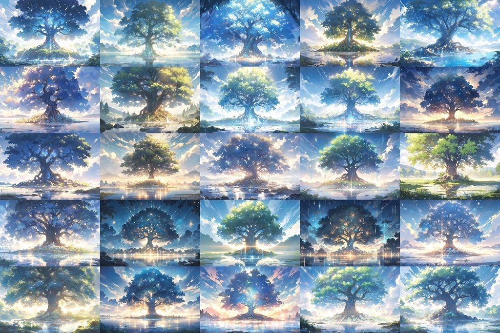 【背景素材】セット販売&単品販売「巨大樹」全3種類【昼間・夜中・夕方】