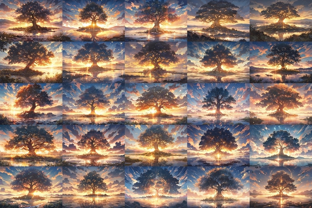 【背景素材】セット販売&単品販売「巨大樹」全3種類【昼間・夜中・夕方】