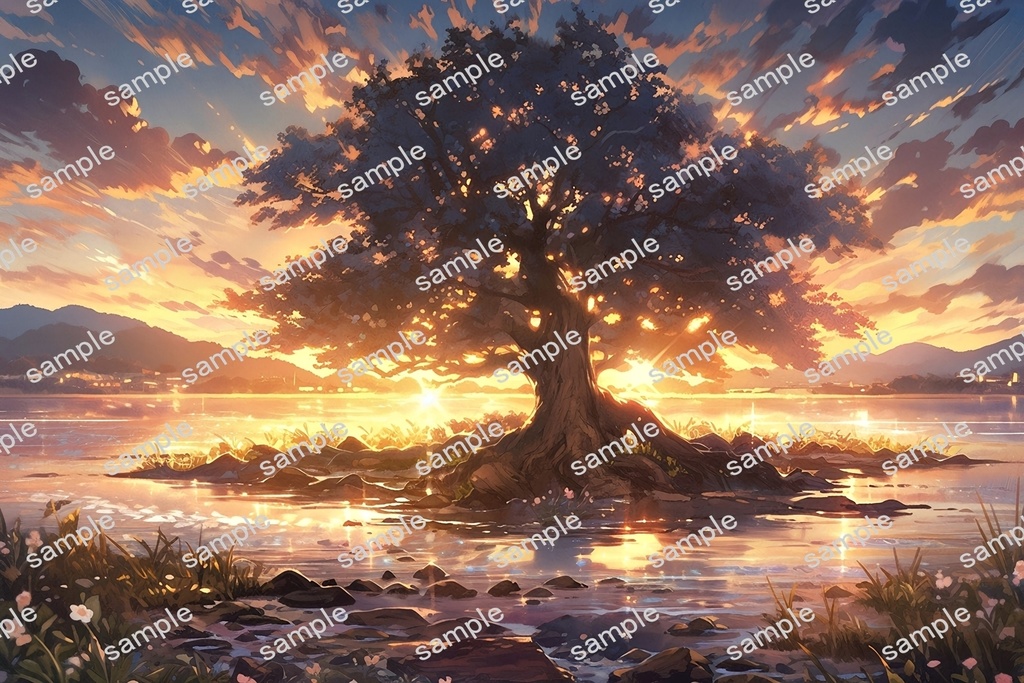 【背景素材】セット販売&単品販売「巨大樹」全3種類【昼間・夜中・夕方】