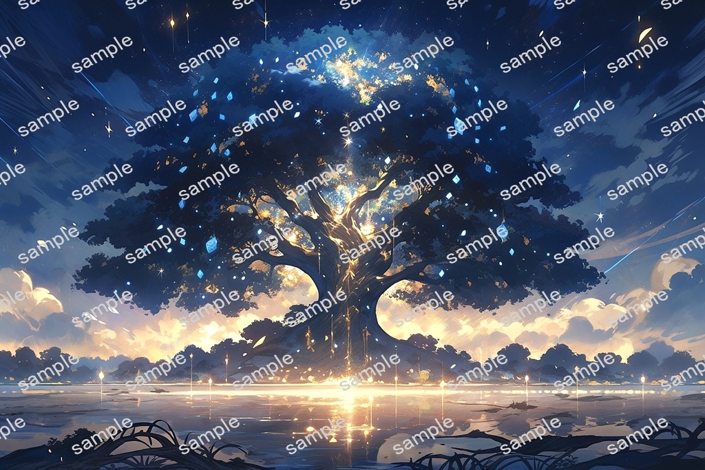 【背景素材】セット販売&単品販売「巨大樹」全3種類【昼間・夜中・夕方】