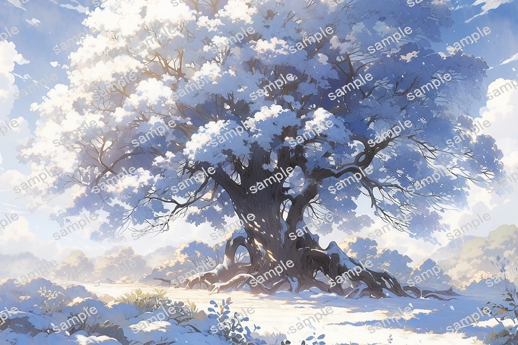 【背景素材】セット販売&単品販売「巨大樹」全3種類【雪・空・地面】