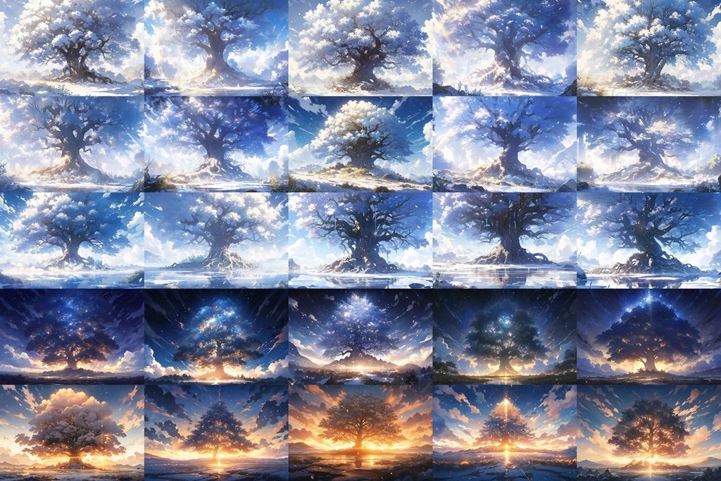 【背景素材】セット販売&単品販売「巨大樹」全3種類【雪・空・地面】