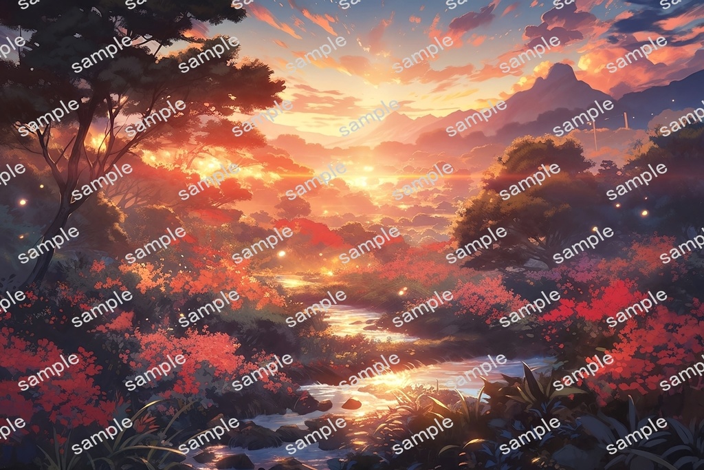 【背景素材】セット販売&単品販売「庭園」全3種類【昼間・夜中・夕方】