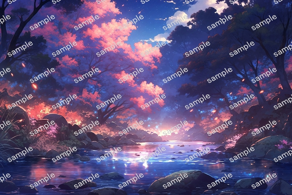 【背景素材】セット販売&単品販売「庭園」全3種類【昼間・夜中・夕方】