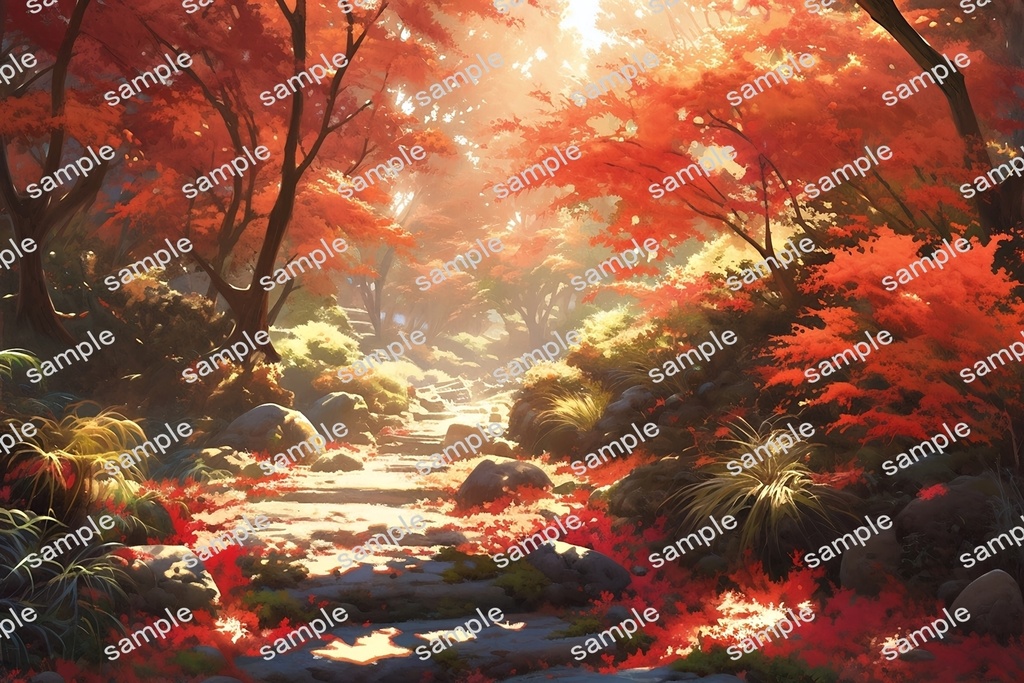 【背景素材】セット販売&単品販売「庭園」全3種類【昼間・夜中・夕方】