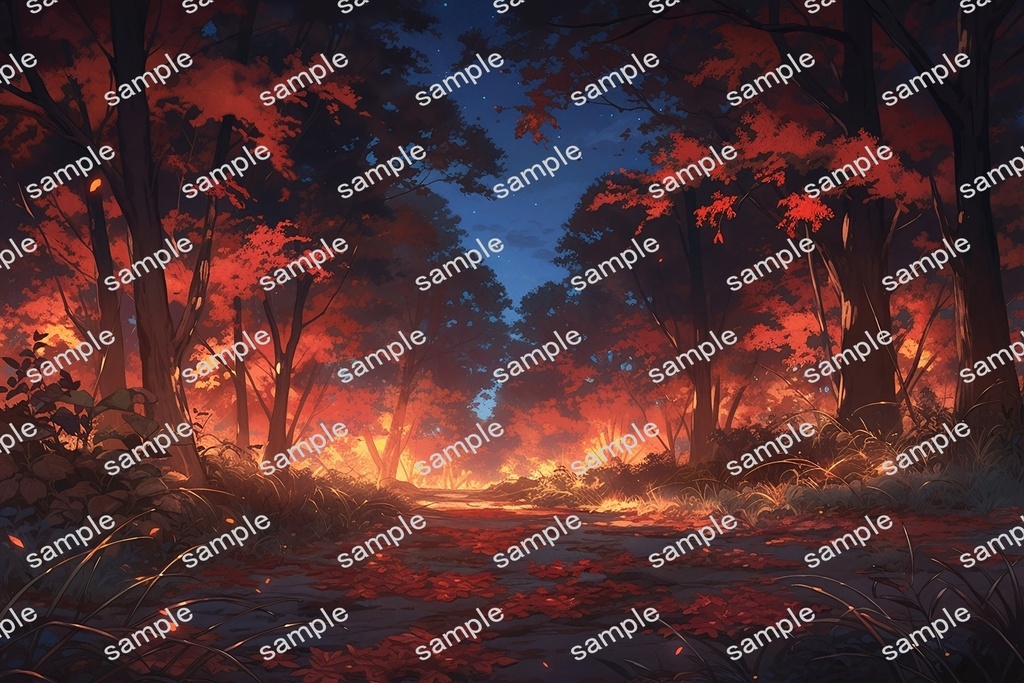 【背景素材】セット販売&単品販売「紅葉」全3種類【昼間・夜中・夕方】