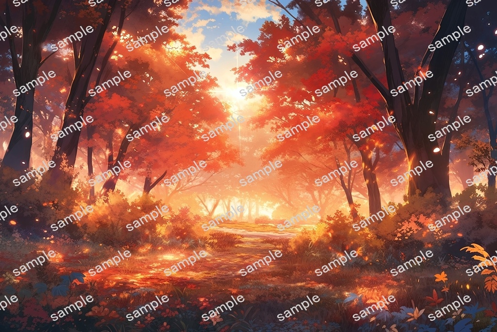 【背景素材】セット販売&単品販売「紅葉」全3種類【昼間・夜中・夕方】
