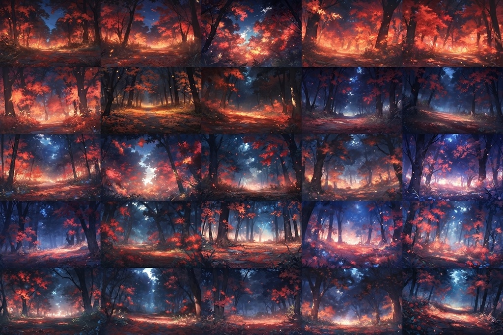 【背景素材】セット販売&単品販売「紅葉」全3種類【昼間・夜中・夕方】