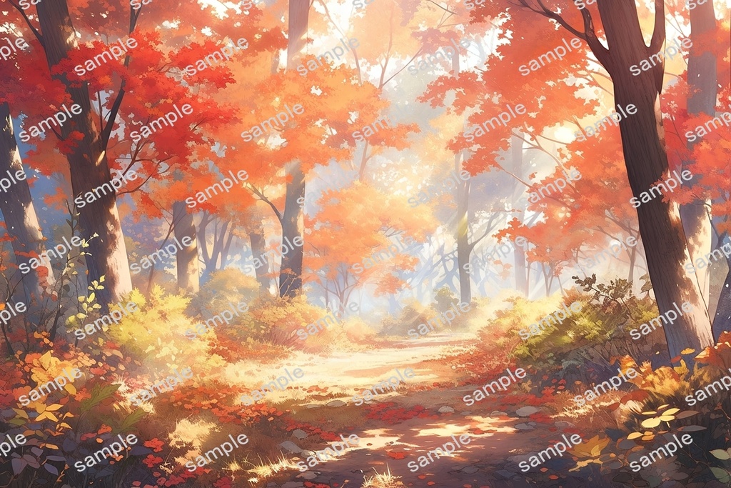 【背景素材】セット販売&単品販売「紅葉」全3種類【昼間・夜中・夕方】