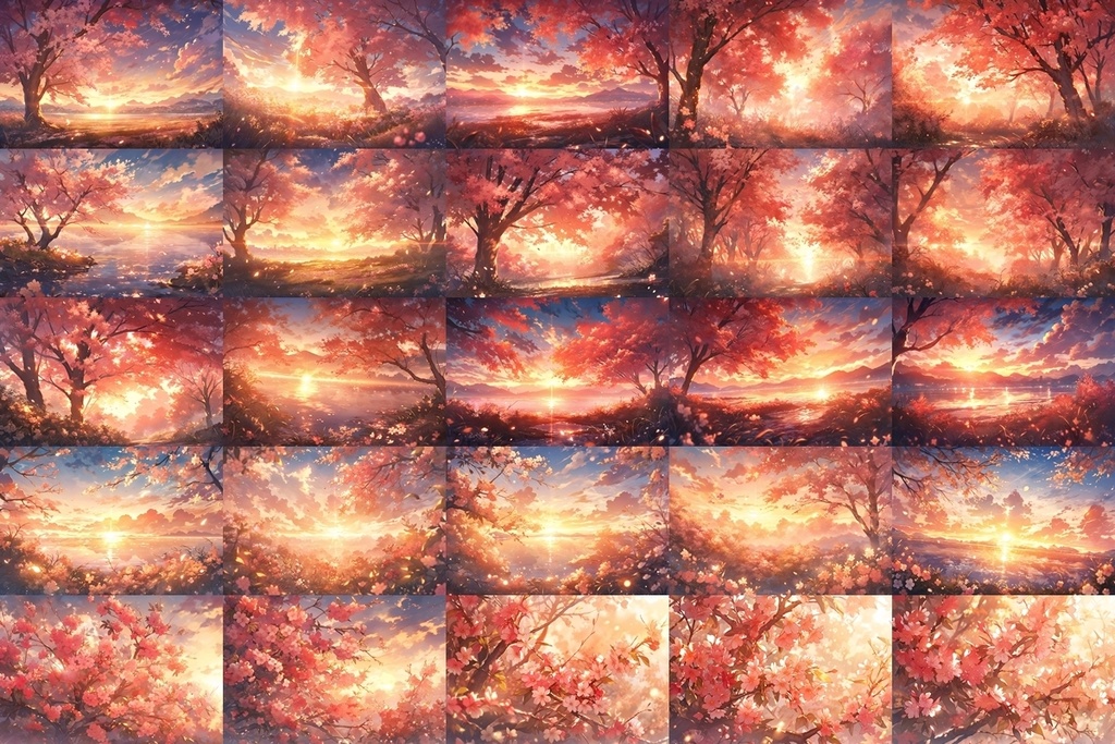 【背景素材】セット販売&単品販売「満開の桜」全3種類【昼間・夜中・夕方】