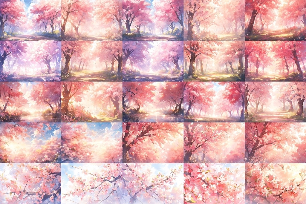 【背景素材】セット販売&単品販売「満開の桜」全3種類【昼間・夜中・夕方】