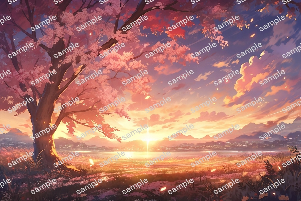 【背景素材】セット販売&単品販売「満開の桜」全3種類【昼間・夜中・夕方】