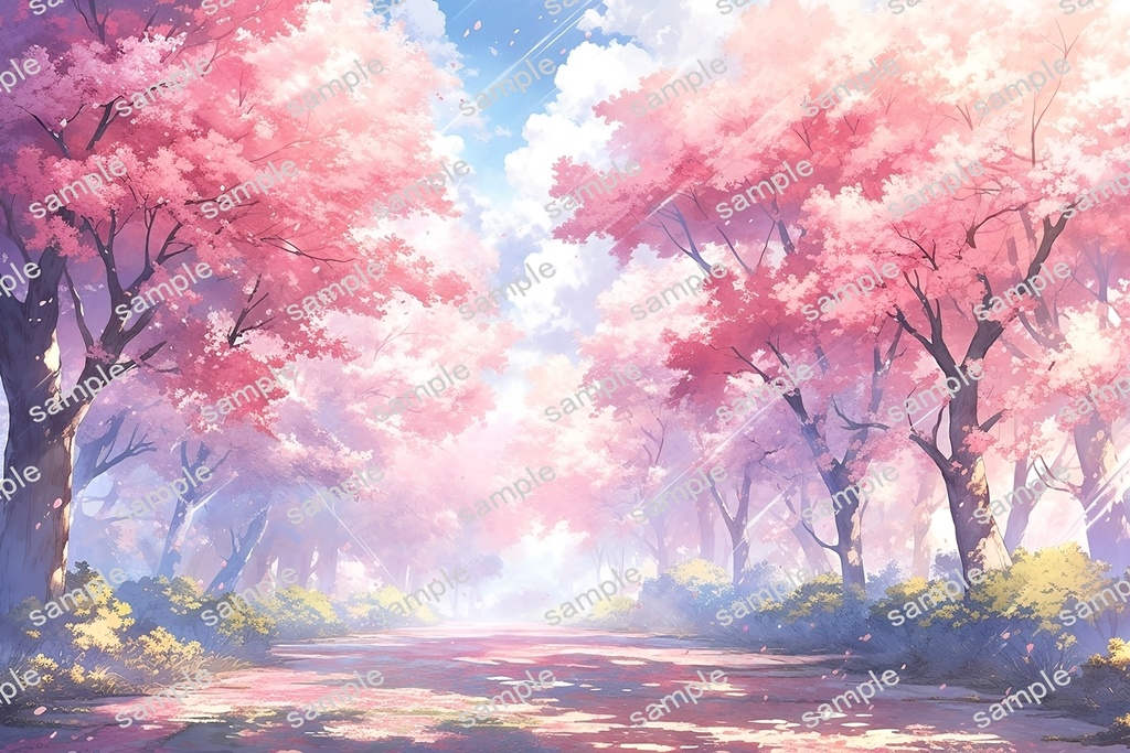 【背景素材】セット販売&単品販売「満開の桜」全3種類【昼間・夜中・夕方】