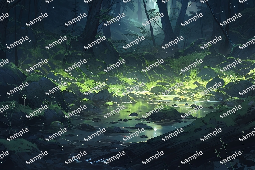 【背景素材】セット販売&単品販売「苔森」全3種類【昼間・夜中・夕方】