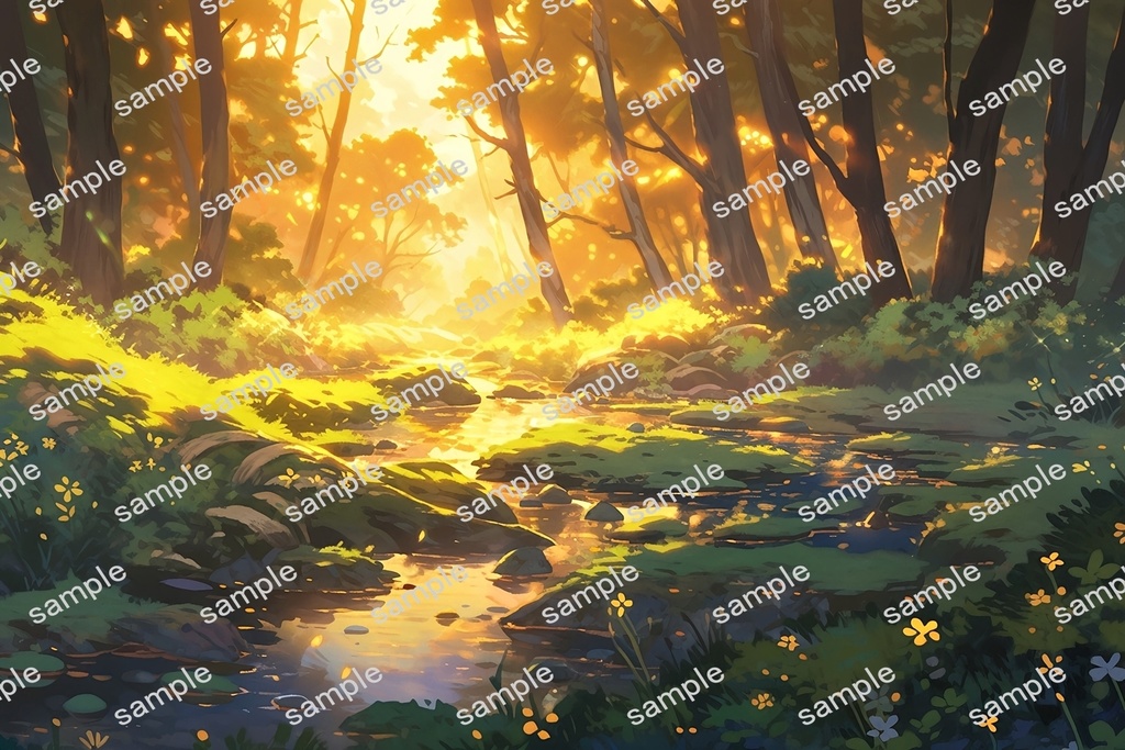 【背景素材】セット販売&単品販売「苔森」全3種類【昼間・夜中・夕方】