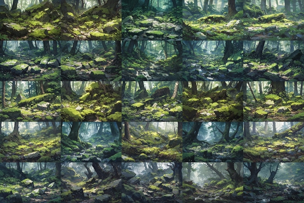 【背景素材】セット販売&単品販売「苔森」全3種類【昼間・夜中・夕方】