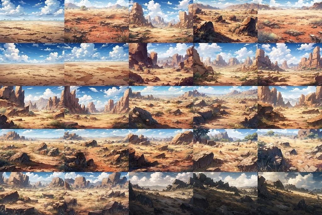 【背景素材】セット販売&単品販売「荒野」全3種類【昼間・夜中・夕方】