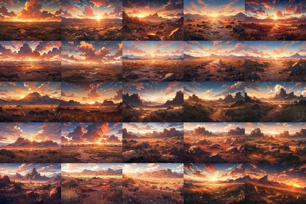 【背景素材】セット販売&単品販売「荒野」全3種類【昼間・夜中・夕方】