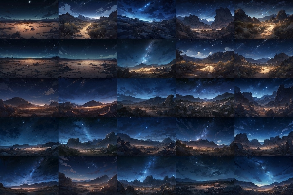 【背景素材】セット販売&単品販売「荒野」全3種類【昼間・夜中・夕方】