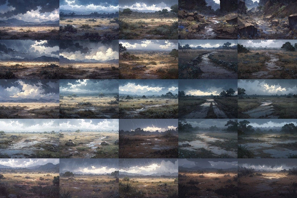 【背景素材】セット販売&単品販売「荒野」全3種類【雨・嵐・火災】