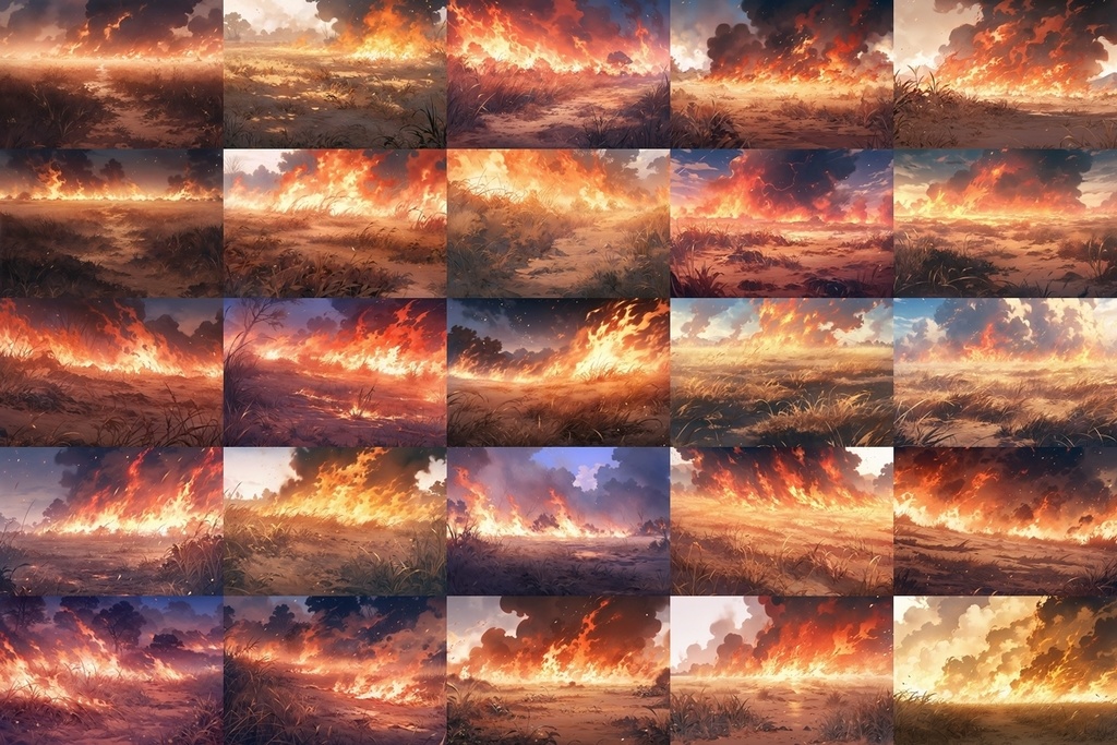 【背景素材】セット販売&単品販売「荒野」全3種類【雨・嵐・火災】