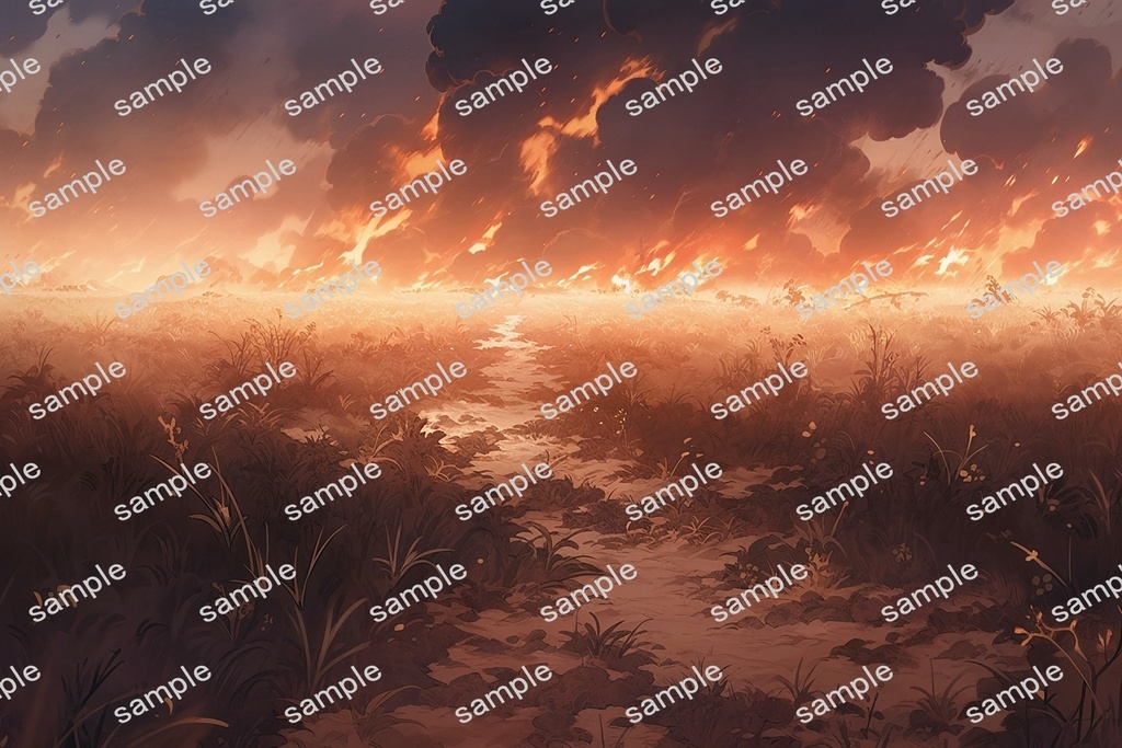 【背景素材】セット販売&単品販売「荒野」全3種類【雨・嵐・火災】