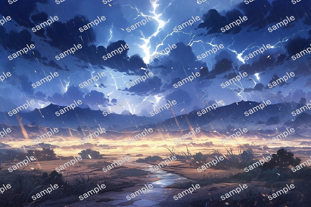 【背景素材】セット販売&単品販売「荒野」全3種類【雨・嵐・火災】